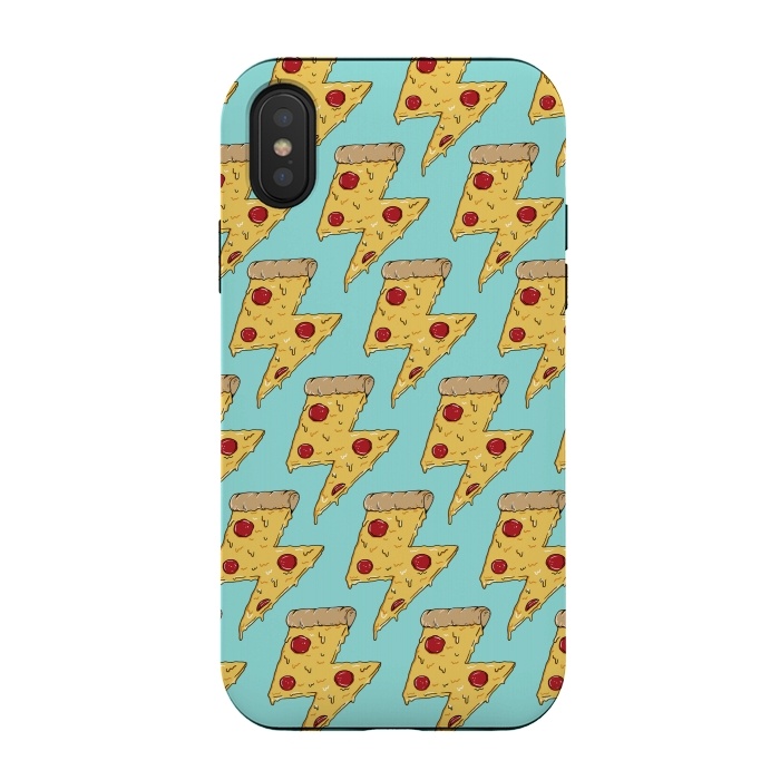 iPhone Xs / X StrongFit Pizza Power Pattern Green by Coffee Man