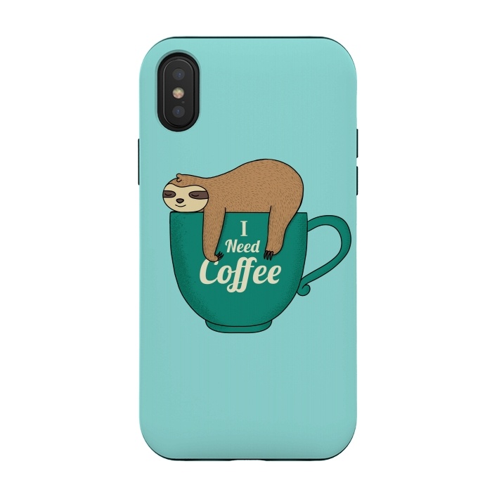 iPhone Xs / X StrongFit I need Coffee green by Coffee Man