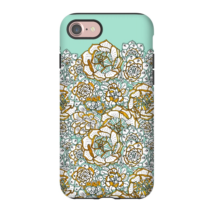iPhone 7 StrongFit Mint Succulents by Pom Graphic Design