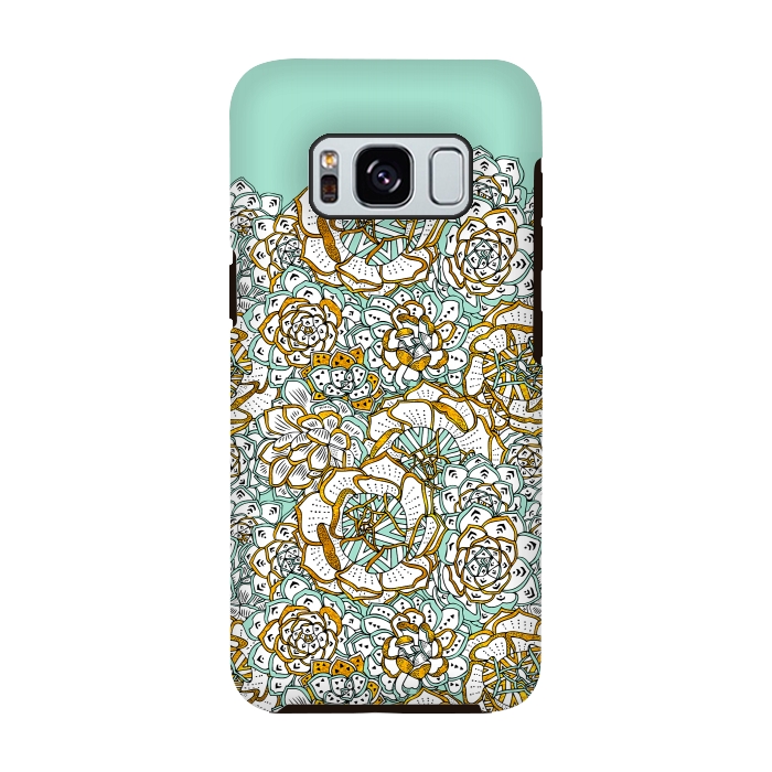 Galaxy S8 StrongFit Mint Succulents by Pom Graphic Design