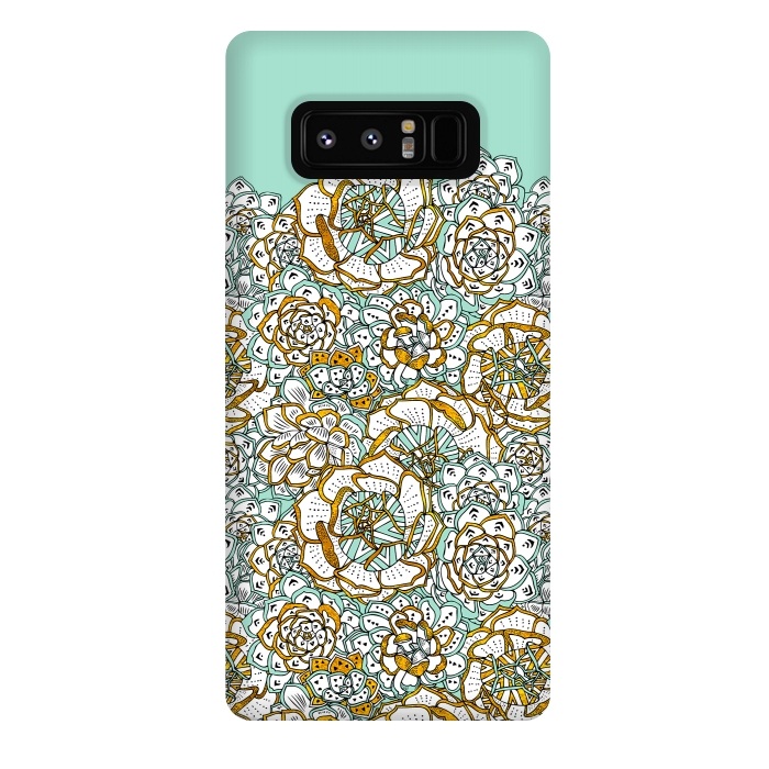 Galaxy Note 8 StrongFit Mint Succulents by Pom Graphic Design