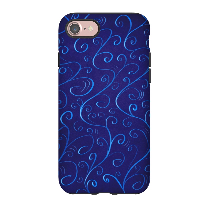iPhone 7 StrongFit Beautiful Glowing Blue Swirls by Boriana Giormova