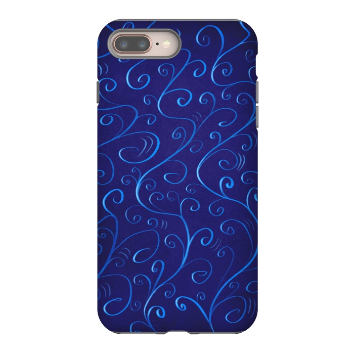 iPhone 7 plus StrongFit Beautiful Glowing Blue Swirls by Boriana Giormova
