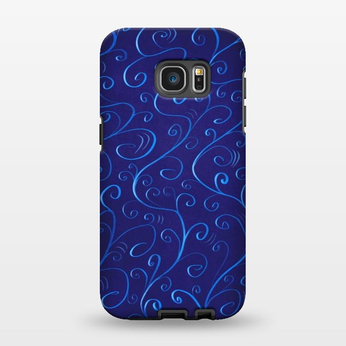 Galaxy S7 EDGE StrongFit Beautiful Glowing Blue Swirls by Boriana Giormova