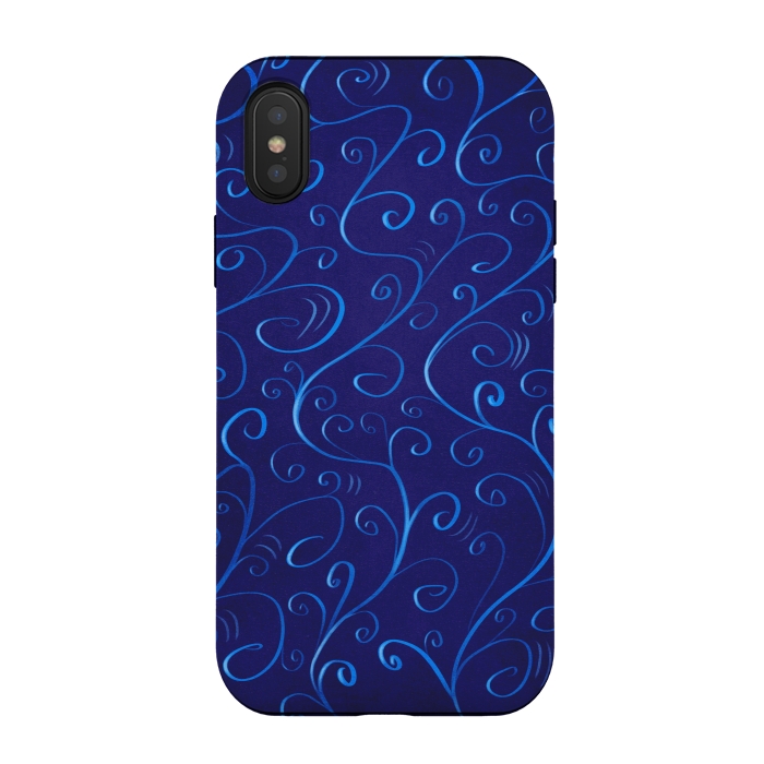 iPhone Xs / X StrongFit Beautiful Glowing Blue Swirls by Boriana Giormova
