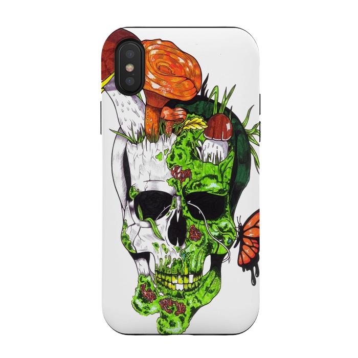 iPhone Xs / X StrongFit Old Skull Butterfly by Varo Lojo