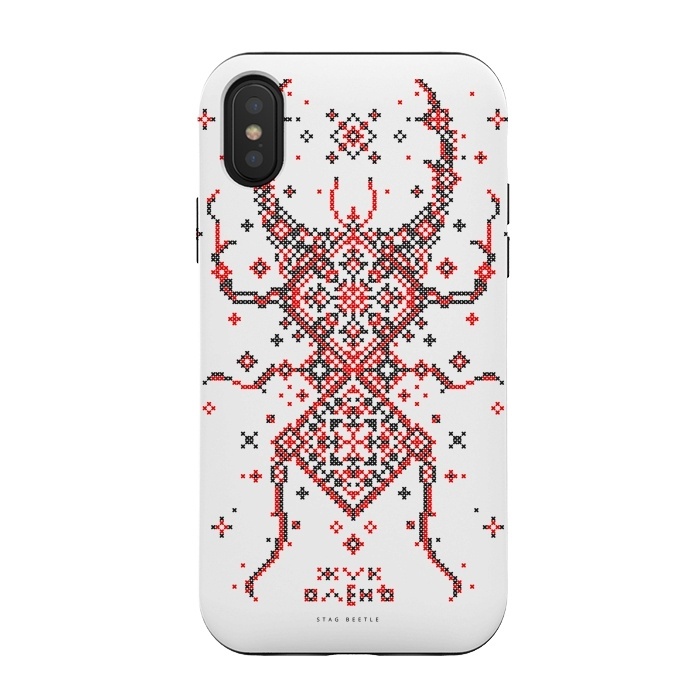 iPhone Xs / X StrongFit Stag Beetle Ornament by Sitchko