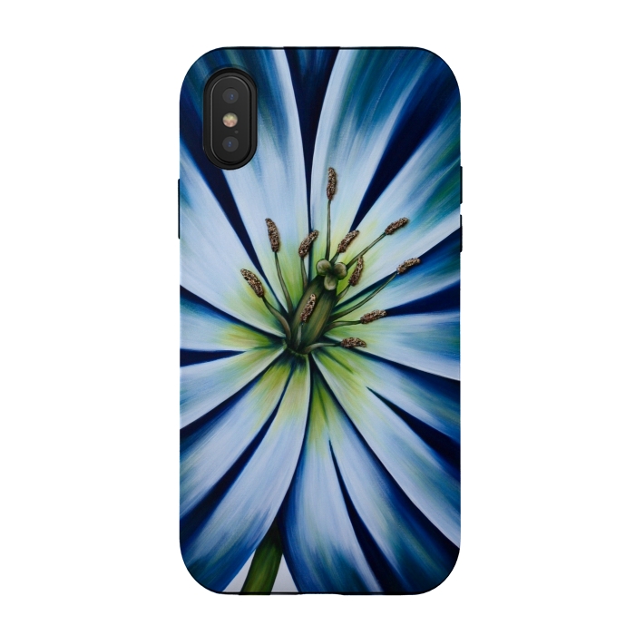 iPhone Xs / X StrongFit Blue Tulip Flower by Denise Cassidy Wood
