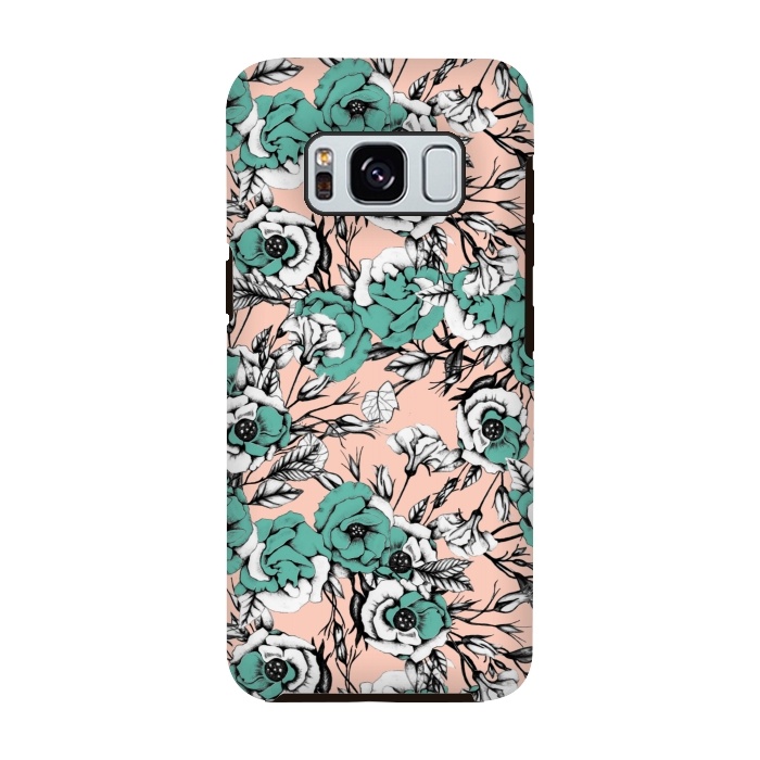 Galaxy S8 StrongFit Blue and pink floral by Mmartabc