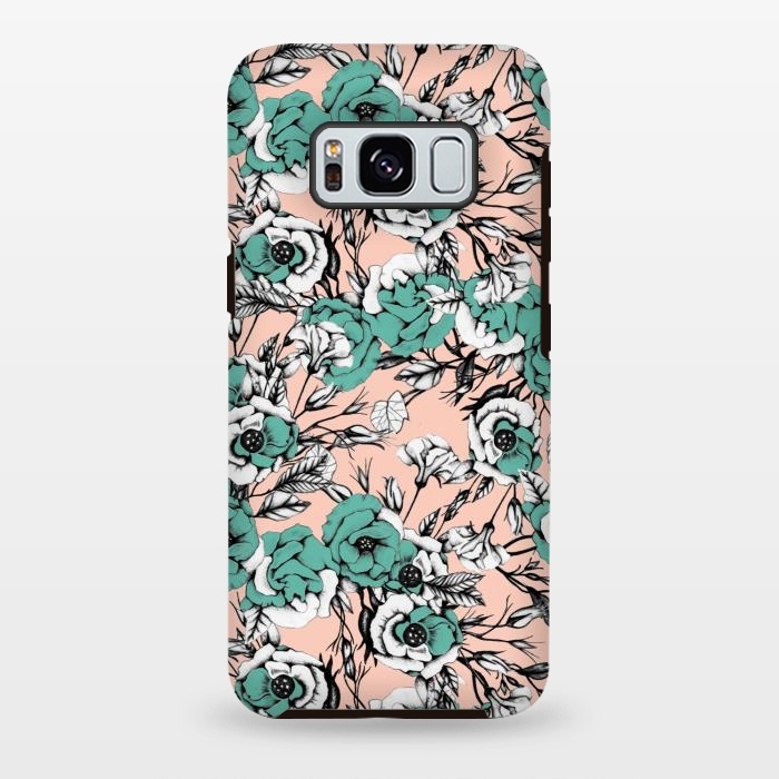 Galaxy S8 plus StrongFit Blue and pink floral by Mmartabc