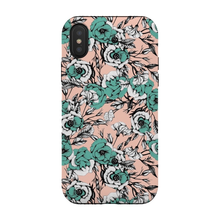 iPhone Xs / X StrongFit Blue and pink floral by Mmartabc