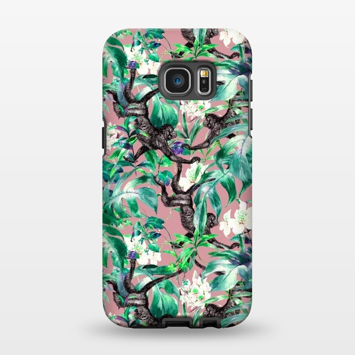 Galaxy S7 EDGE StrongFit Monkeys in the flowery jungle I by Mmartabc