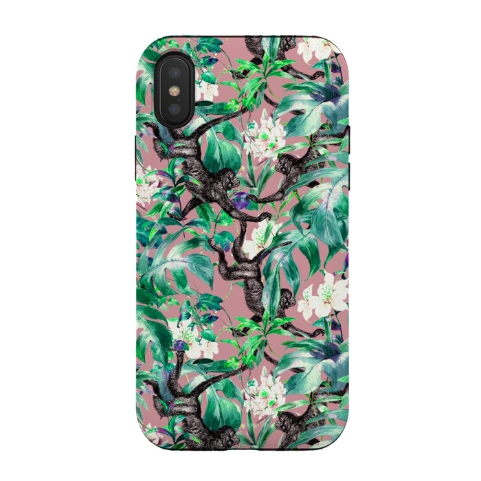 iPhone Xs / X StrongFit Monkeys in the flowery jungle I by Mmartabc