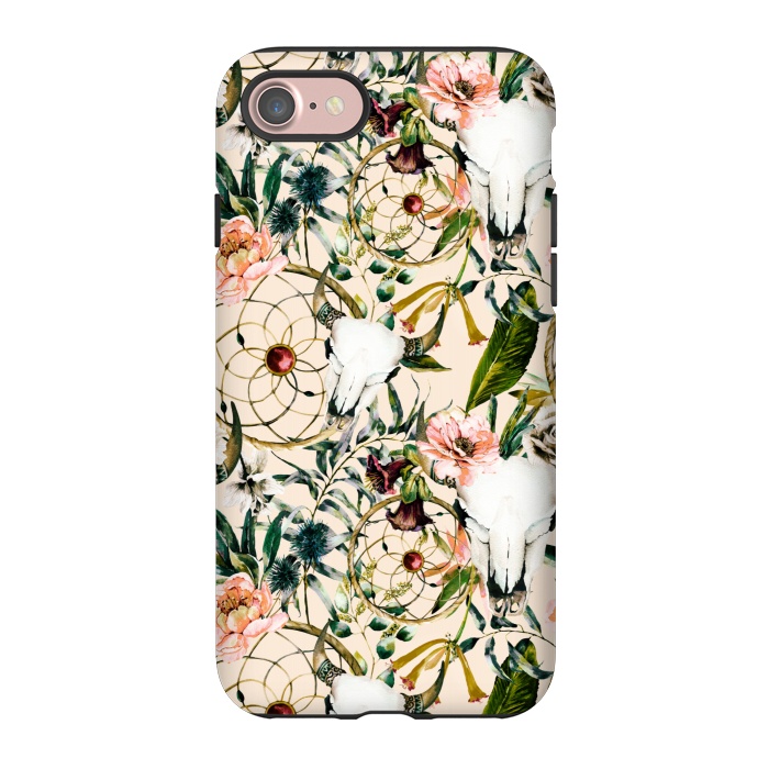 iPhone 7 StrongFit Bohemian dreamcatcher and skull floral  by Mmartabc