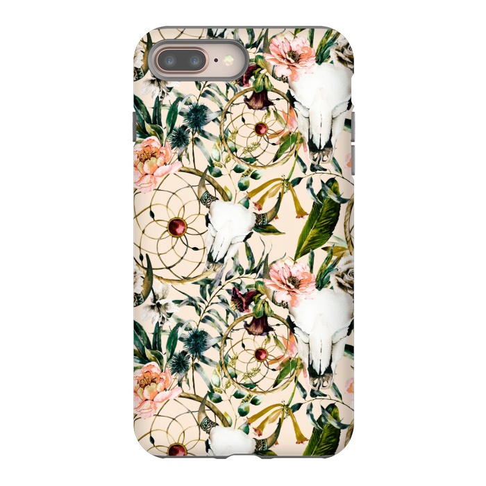iPhone 7 plus StrongFit Bohemian dreamcatcher and skull floral  by Mmartabc
