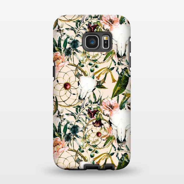 Galaxy S7 EDGE StrongFit Bohemian dreamcatcher and skull floral  by Mmartabc