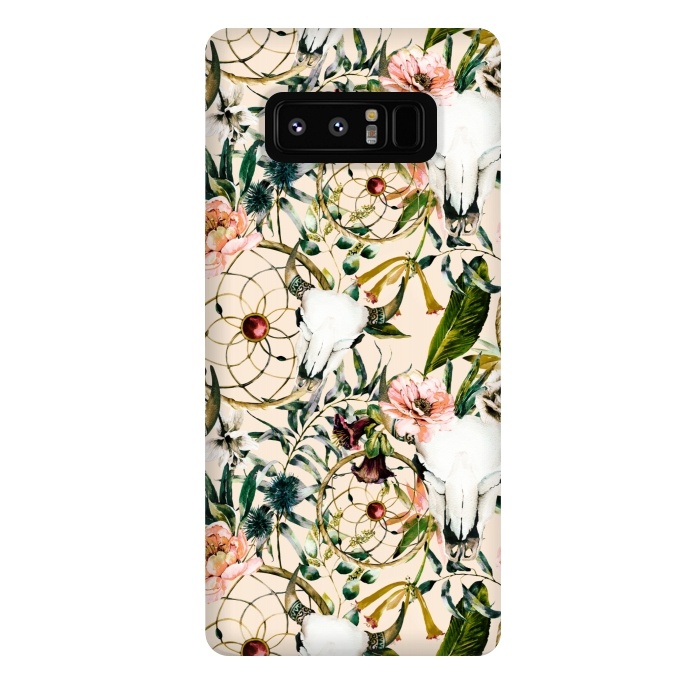 Galaxy Note 8 StrongFit Bohemian dreamcatcher and skull floral  by Mmartabc