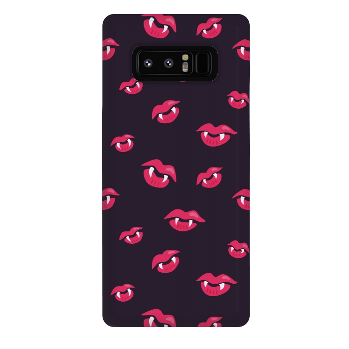 Galaxy Note 8 StrongFit Pink Vampire Lips And Fangs Pattern by Boriana Giormova
