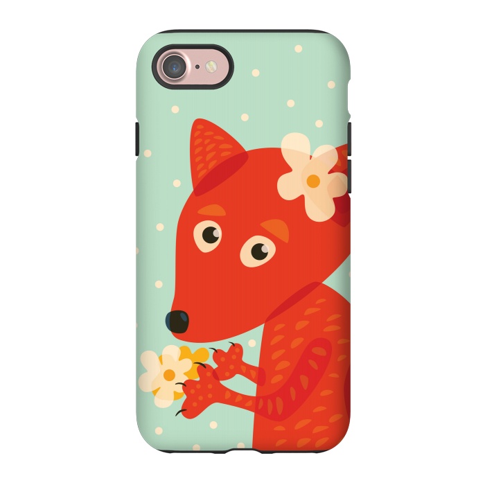 iPhone 7 StrongFit Cute Fox With Flowers by Boriana Giormova