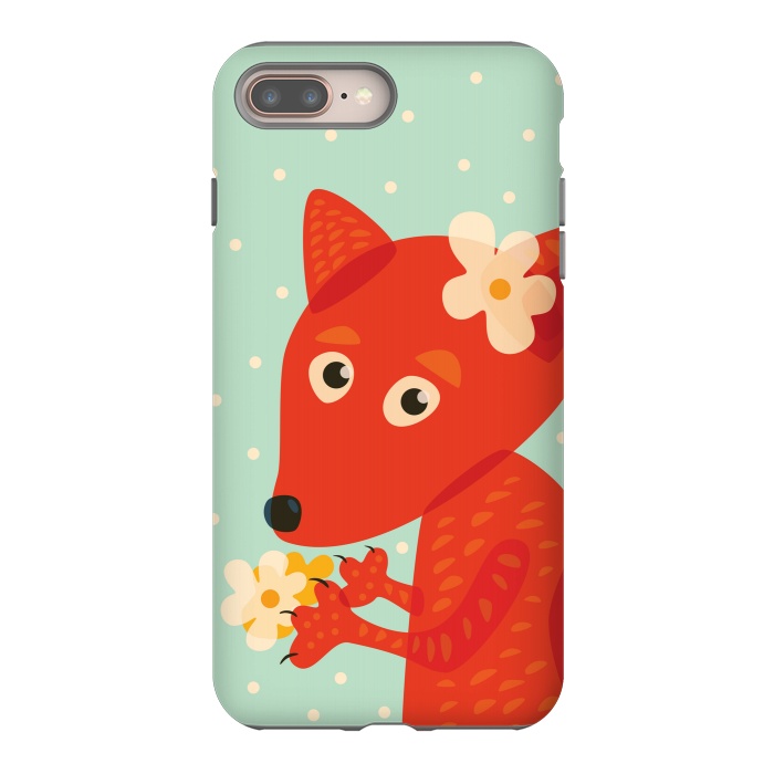 iPhone 7 plus StrongFit Cute Fox With Flowers by Boriana Giormova
