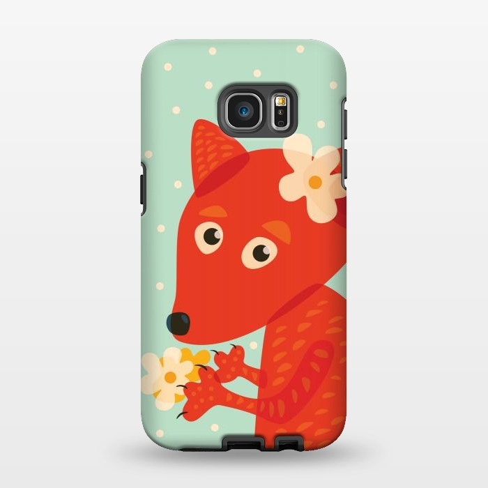 Galaxy S7 EDGE StrongFit Cute Fox With Flowers by Boriana Giormova