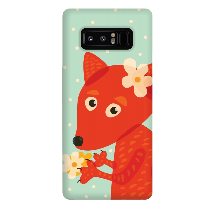 Galaxy Note 8 StrongFit Cute Fox With Flowers by Boriana Giormova
