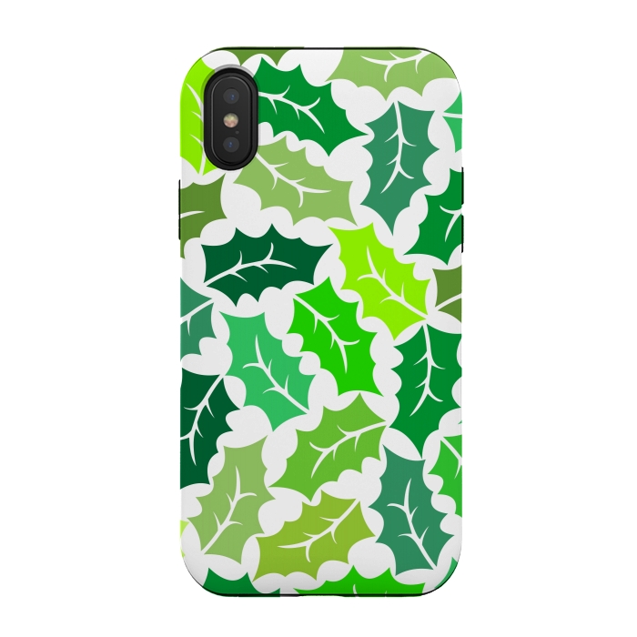 iPhone Xs / X StrongFit Green Leaves Pattern by Dhruv Narelia
