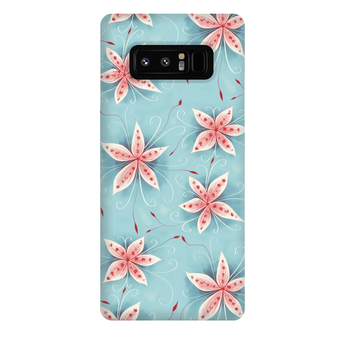 Galaxy Note 8 StrongFit Beautiful Abstract Flowers In Red And White by Boriana Giormova