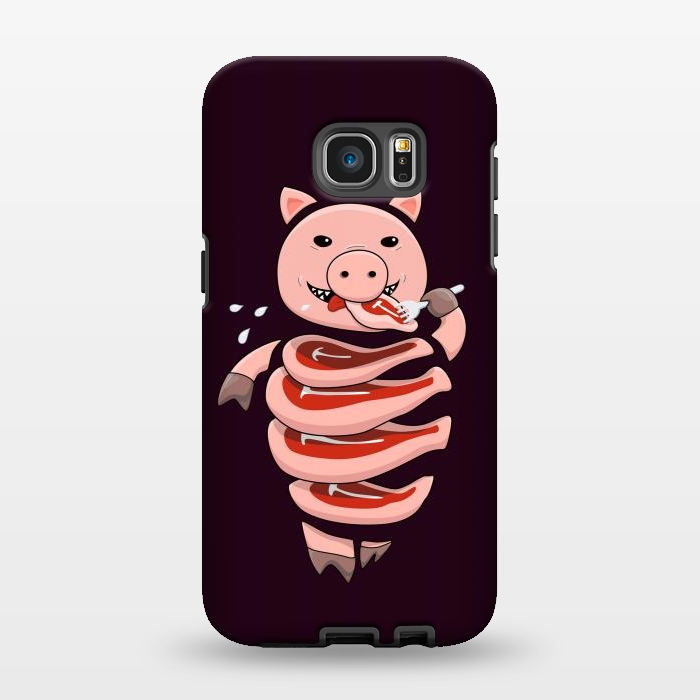 Galaxy S7 EDGE StrongFit Dark Hungry Self Eating Cut In Steaks Pig by Boriana Giormova