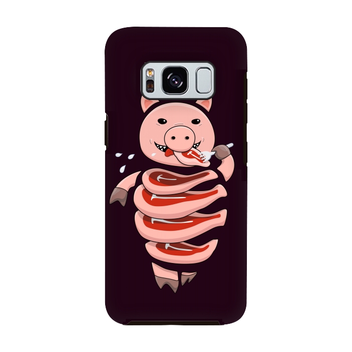 Galaxy S8 StrongFit Dark Hungry Self Eating Cut In Steaks Pig by Boriana Giormova