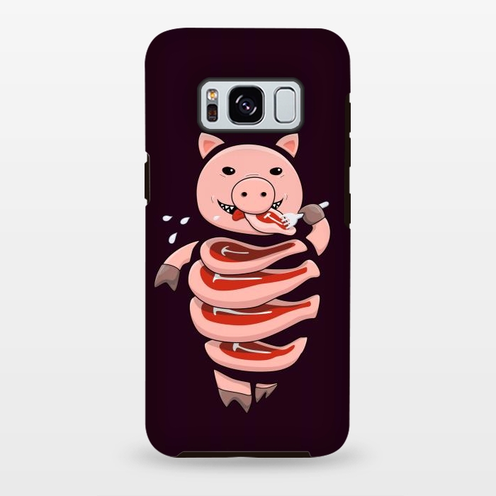 Galaxy S8 plus StrongFit Dark Hungry Self Eating Cut In Steaks Pig by Boriana Giormova