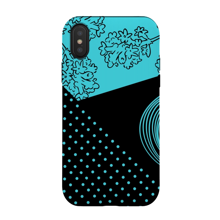 iPhone Xs / X StrongFit blue floral pattern by MALLIKA