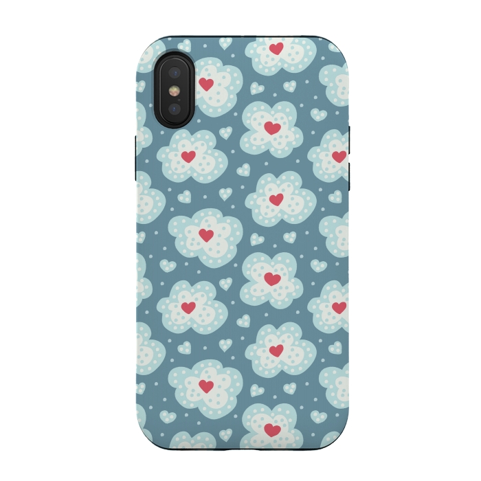 iPhone Xs / X StrongFit Winter Hearts And Snow Clouds by Boriana Giormova