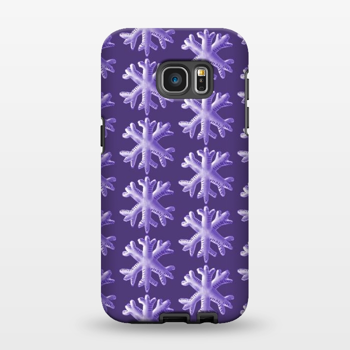 Galaxy S7 EDGE StrongFit Ultra Violet Fluffy Snowflake Pattern by Boriana Giormova