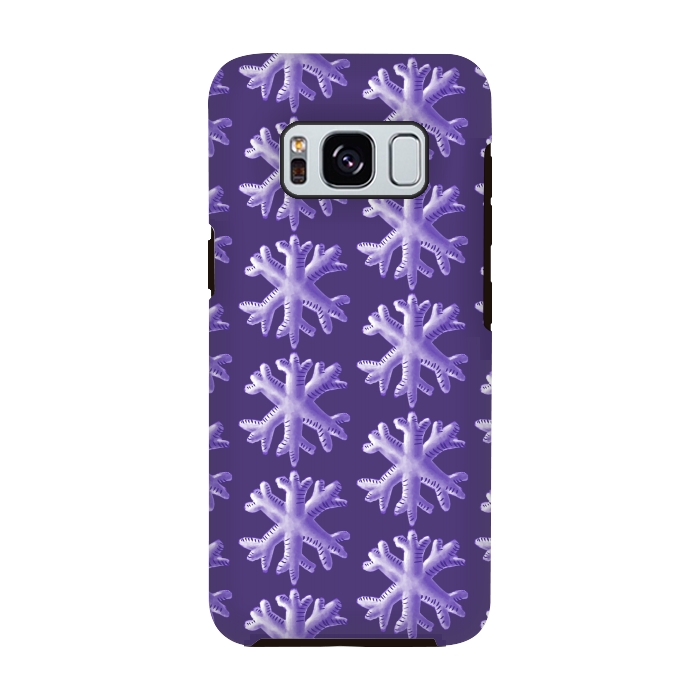 Galaxy S8 StrongFit Ultra Violet Fluffy Snowflake Pattern by Boriana Giormova