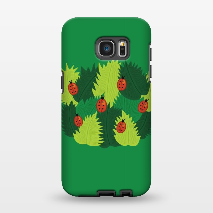 Galaxy S7 EDGE StrongFit Green Leaves And Ladybugs In Spring by Boriana Giormova