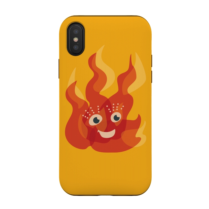 iPhone Xs / X StrongFit Happy Burning Fire Flame Character by Boriana Giormova