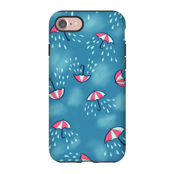 iPhone 7 StrongFit Fun Raining Cartoon Umbrella Pattern by Boriana Giormova