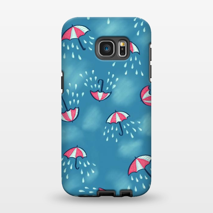 Galaxy S7 EDGE StrongFit Fun Raining Cartoon Umbrella Pattern by Boriana Giormova
