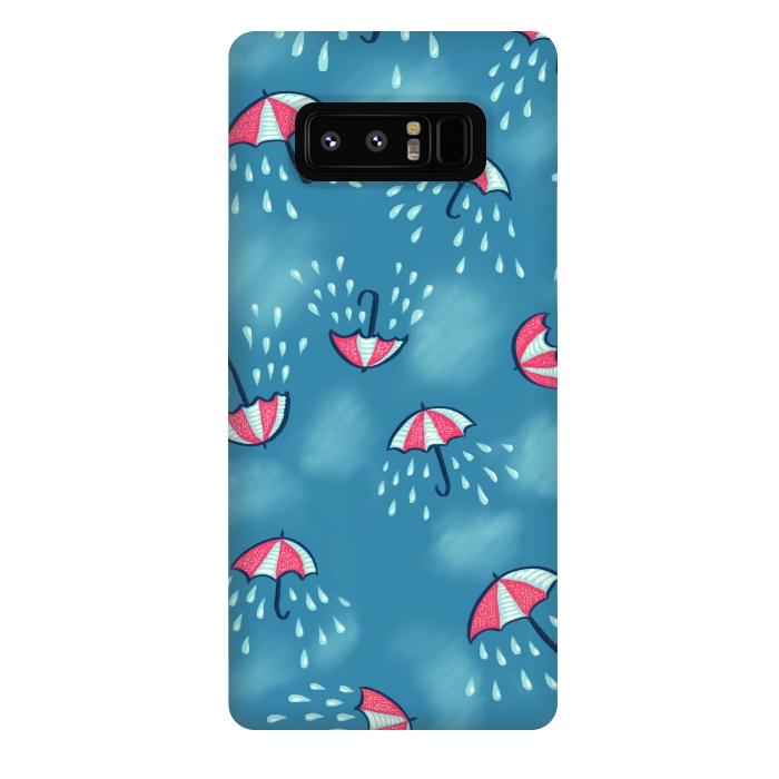 Galaxy Note 8 StrongFit Fun Raining Cartoon Umbrella Pattern by Boriana Giormova
