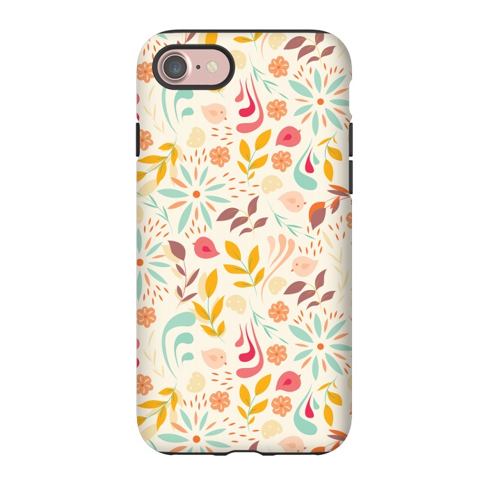 iPhone 7 StrongFit Birds and Flowers Beige by Jelena Obradovic