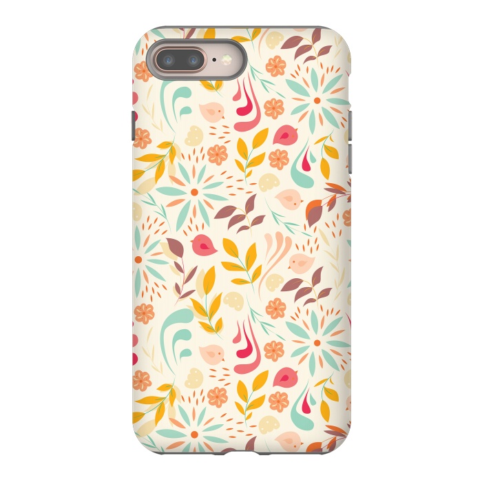 iPhone 7 plus StrongFit Birds and Flowers Beige by Jelena Obradovic