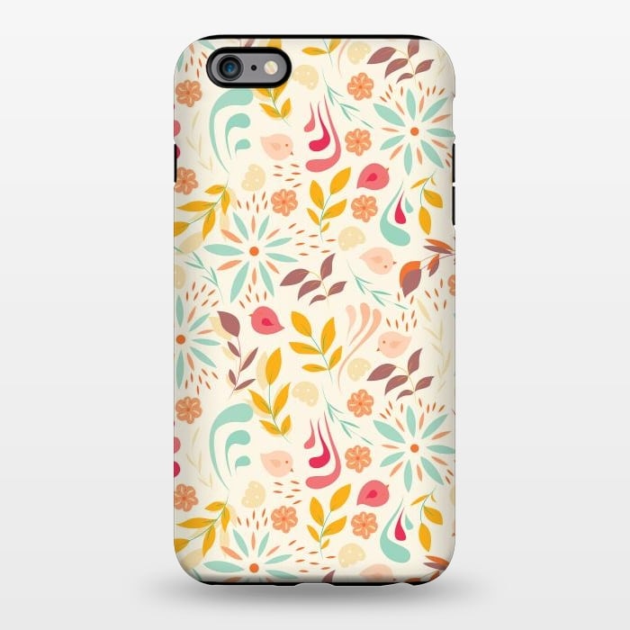 iPhone 6/6s plus StrongFit Birds and Flowers Beige by Jelena Obradovic