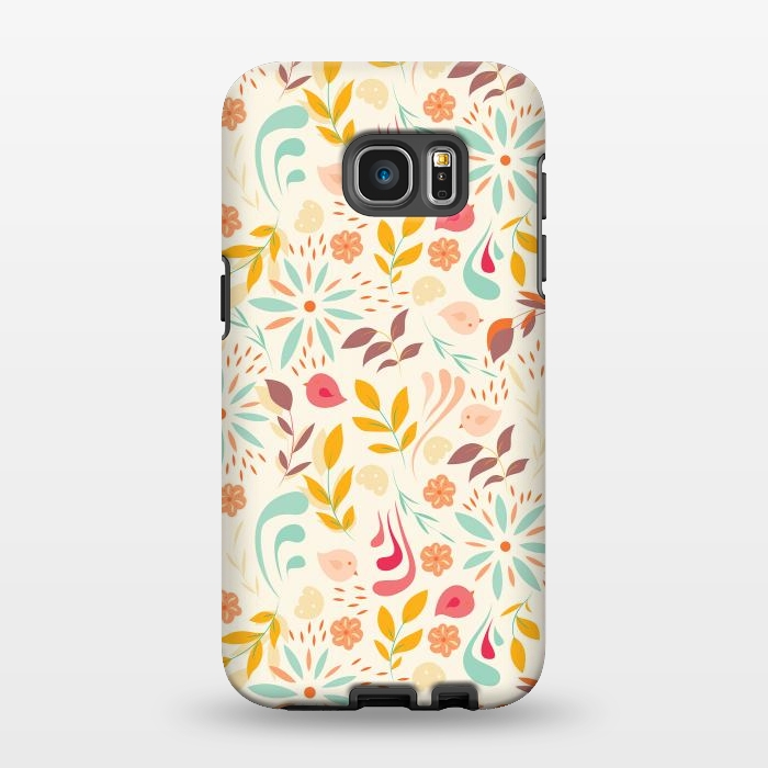 Galaxy S7 EDGE StrongFit Birds and Flowers Beige by Jelena Obradovic