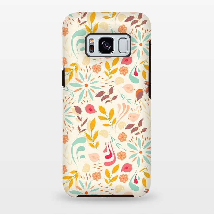 Galaxy S8 plus StrongFit Birds and Flowers Beige by Jelena Obradovic