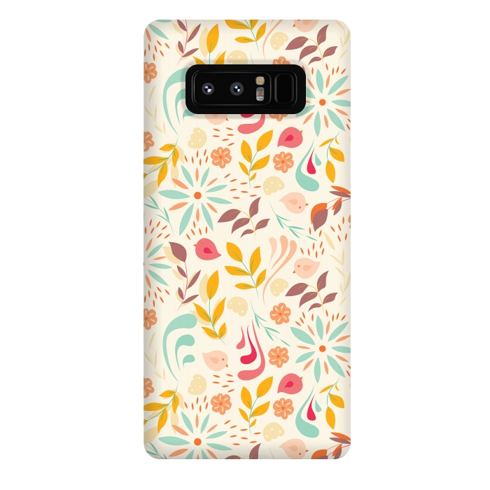 Galaxy Note 8 StrongFit Birds and Flowers Beige by Jelena Obradovic