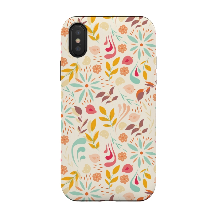 iPhone Xs / X StrongFit Birds and Flowers Beige by Jelena Obradovic