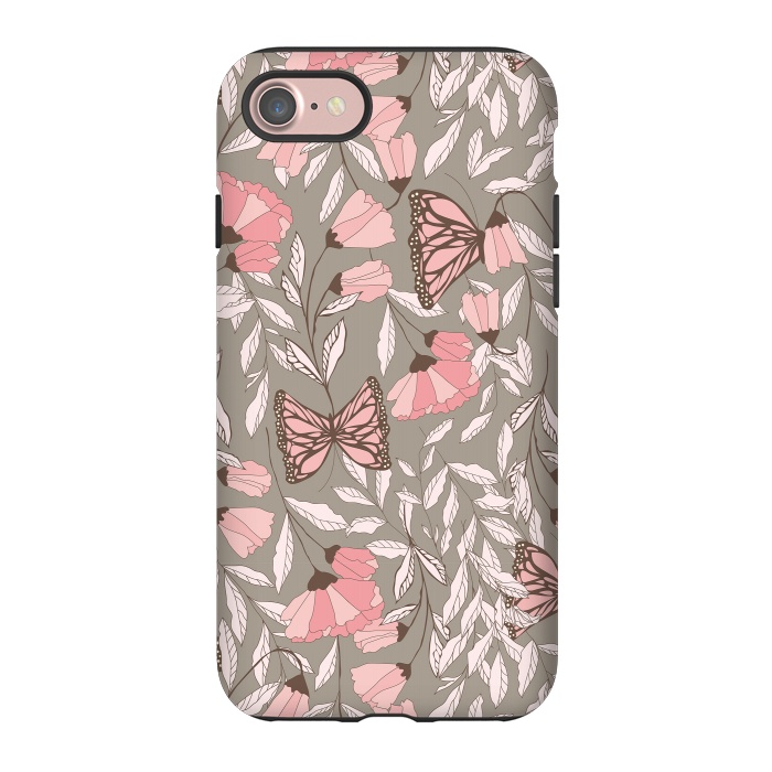 iPhone 7 StrongFit Romantic Butterflies Gray by Jelena Obradovic