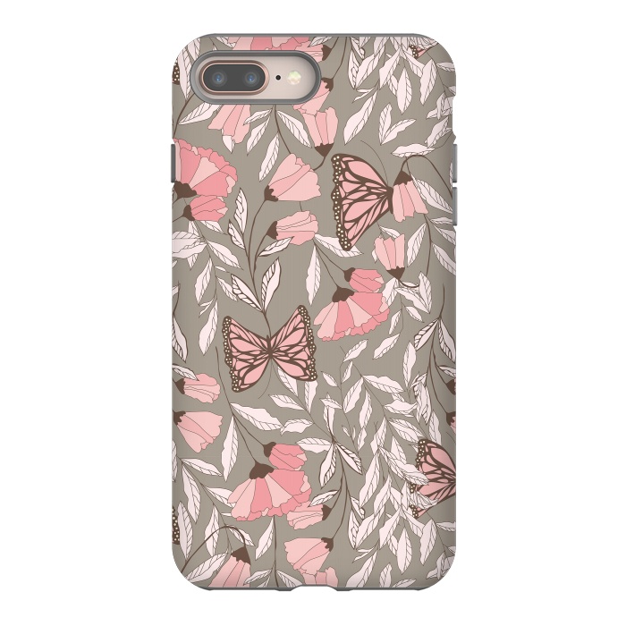 iPhone 7 plus StrongFit Romantic Butterflies Gray by Jelena Obradovic