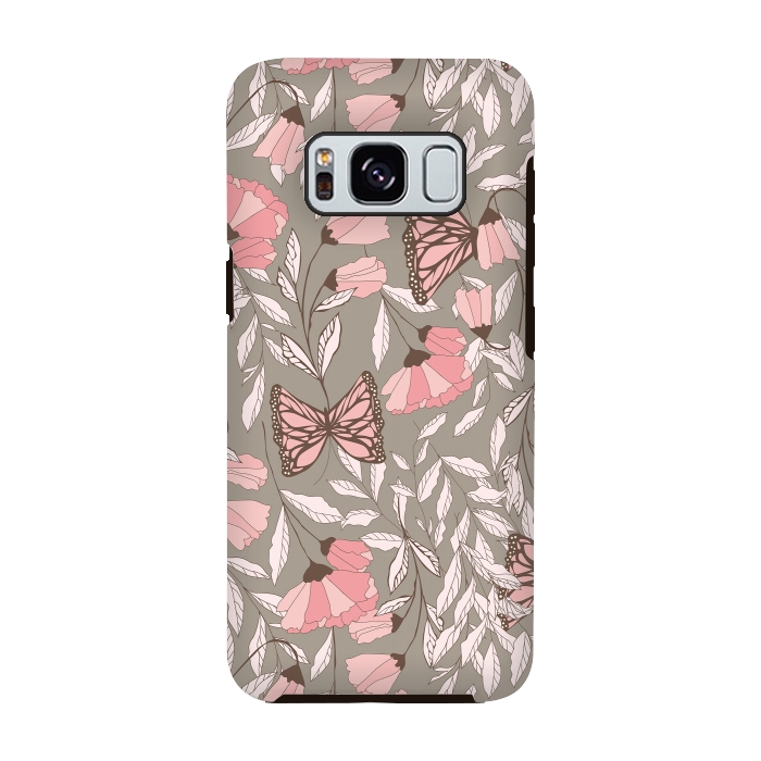 Galaxy S8 StrongFit Romantic Butterflies Gray by Jelena Obradovic